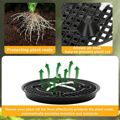4 Pack Plant Saucer 14 inch, Self Watering Fabric Pot Base, Auto Pots Fit for 5 Gallon Grow Bags, Plant Saucers Flower Pot Tray , Auto Watering Plant Saucer for Fabric Planters 3 Year Warranty