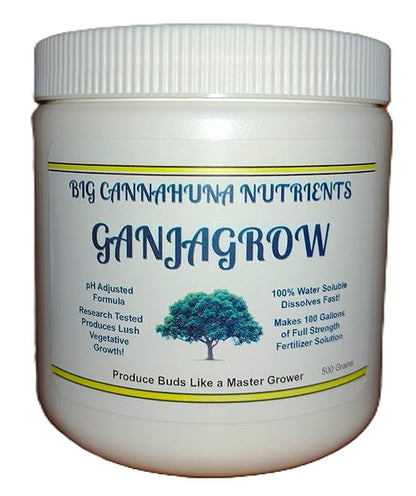 Big Cannahuna Nutrients Ganjagrow - Fertilizer for Vegetative Growth in Plants, 500 Grams
