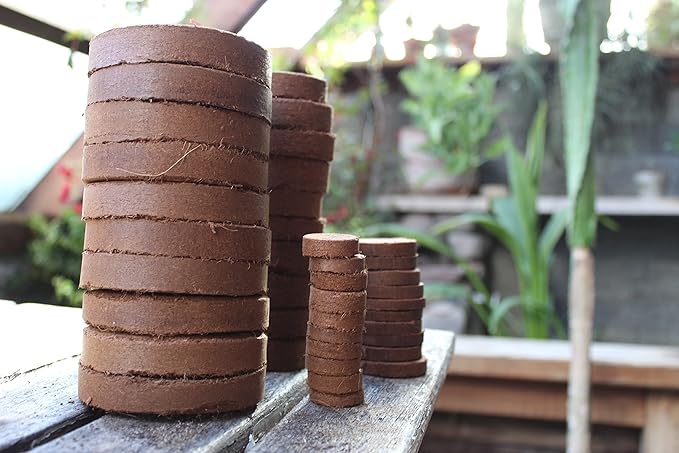 Coco Coir Discs (40mm, 50-Pack) - Organic Coconut Disc for Plants - Seed Starting Discs - Seedling Soil for House Plants, Potting Soil, Indoor Gardens - Organic Coco Coir - Compressed Coconut Pellets