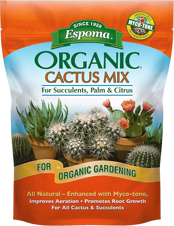 Espoma Organic Cactus Potting Soil Mix, Natural & Organic Soil for Cactus, Succulent, Palm, and Citrus grown in containers both indoors and outdoors, 4 qt, Case of 12