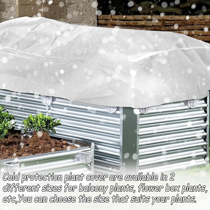 Rectangular Plant Cover Frost Big Size for 4×3×1FT Non Woven Fabric Garden Bed Cover with Zip Drawstring for Winter Cover Protection，Raised Beds Protect Plant Vegetable from Winter Frost