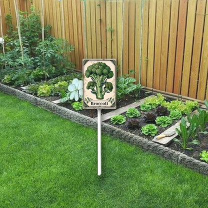 Uptell Vegetable Garden Broccoli Yard Sign Label With Stake Plant Markers For Outdoor Plants Waterproof 8x12inch Nursery Garden Outdoor Sign