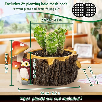 Owl Succulent Planters Flower Plant Pots for Plants with Drainage Hole，Planter Pots for Indoor Plants/Succulent/Cactus,Indoor Planter for Home Office Garden Decor