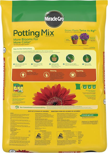 Miracle-Gro Potting Mix - for Potted Plants, Flowers Vegetables Shrubs Annuals and Perennials, Feeds Up to 6 Months - 25 qt. Bags, Pallet of 80