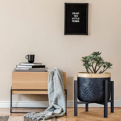 Metal Plant Stand for Large Plants, Adjustable Width Fits 10-12 Inch 14 Inch 16 Inch Pot,Outdoor Plant Stands for Indoor Plants Multiple Tall,Black Planter Stands for Patio and Window 1 Pack.­