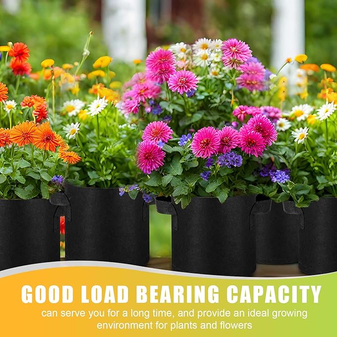 Nuanchu 24 Packs Grow Bags Bulk Aeration Fabric Pot with Handles Thickened Nonwoven Garden Bags to Healthy Root Growth Vegetables Heavy Duty Grow Pots Planting Planter for Flower Fruits (2 Gallon)