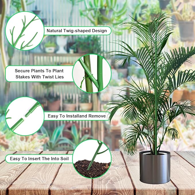 11 Pack Monstera Plant Support - 71.4" Plant Support Stakes for Indoor Plants Sticks Support Tall Indoor Plant Stakes with Twist Ties Stackable Plant Stem Support for Monstera Plants