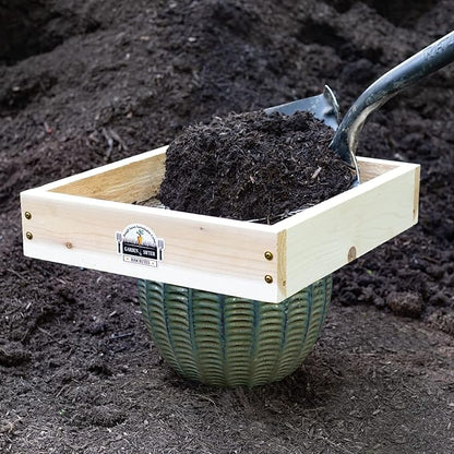 Cedar Garden Sifter for Compost, Dirt and Potting Soil - Handcrafted in The USA - Sustainable Cedar - Heavy Duty Stainless Grate (Handheld)