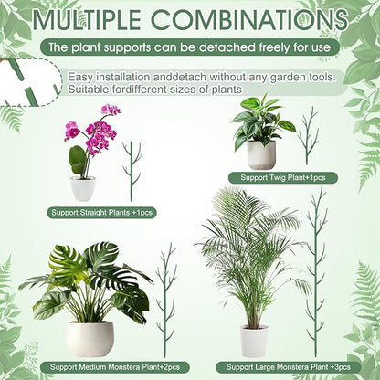Honeydak 18 Pack Monstera Plant Support Plant Support Stakes for Indoor Plants Stackable Monstera Climbing Sticks with Orchid Clips Twist Ties for Potted Tomato Pothos Philodendron