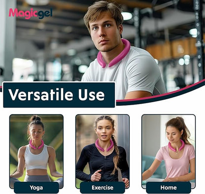 Magic Gel Neck Ring Coolers - Wearable Neck Cooling Ice Pack - Reusable Cool Body Cooler Tube - Cold Gel Wrap Ice Packs for Necks - Perfect for Athletes or Outdoor Workers - Pink