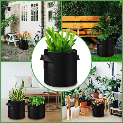 12-Pack 15 Gallon Plant Grow Bags, Thickened Nonwoven Flower Pots with Handles, Vegetable Planter Bags Containers, Cloth Planters for Garden Vegetable/Flower/Plant/Fruits Outdoor (Black)