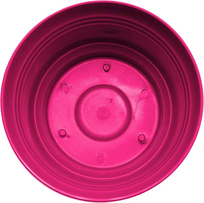 Bloem Saturn 12" Fuchsia Round Resin Planter Pot with Snap-in Saucer for Indoor and Outdoor Gardening