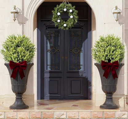 23" Tall Planters for Outdoor Plants Set of 2, Planter with Drainage Holes and Petal Design, Large Outdoor Planters for Porch, Garden, Indoor, Black