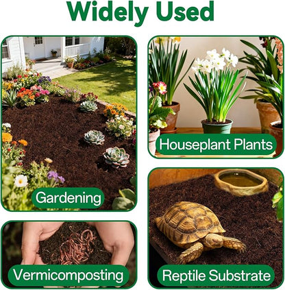 ZeeDix 10 Pcs Compressed Coco Coir Brick for Plants, Premium Organic Coconut Coir Bricks Coco Fiber Substrate Coco Coir Fiber Potting Soil with Low EC and pH Balance for Planting Gardening Reptiles