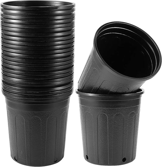 HAKZEON 25 Packs 1 Gallon Nursery Trade Pots, Black Plastic Plant Nursery Pots Round Planter Nursery Pot for Plants Flowers, Succulents, Vegetables, Seedling
