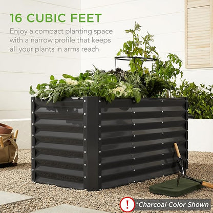 Best Choice Products 4x2x2ft Outdoor Metal Raised Garden Bed, Deep Root Box Planter for Vegetables, Flowers, Herbs, 119 Gallon Capacity, 100% Non Toxic Materials - White