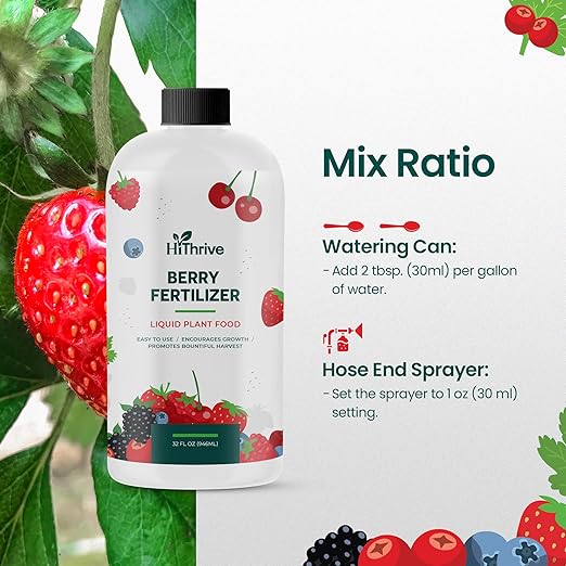 32oz Berry Fertilizer - Makes 32 Gallons of Fruit Tree Fertilizer for Elderberry, BlackBerry & More, Nutrient-Rich Liquid Plant Food for Strong Roots, Healthy Growth, and Flavorful Fruits