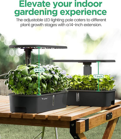 LETPOT LPH-Air Hydroponics Growing System Kits, APP & WiFi Controlled Smart Indoor Garden with 24W Grow Light Full Spectrum, 10 Pods Planter Indoor Gardening for Gifts, Kitchen, Vegetable (Black)