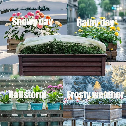 EJW Planter Cover, Plant Covers Freeze Protection,2 Pack 59"*17.7"x15.7" Planter Covers for Winter, Frost Cloths for Outdoor Plants, Raised Bed Covers for Winter.