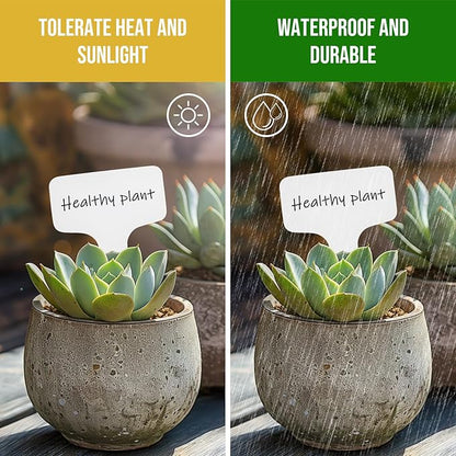 Plant Labels 1000 Pcs Yuanling T-Type Plastic Garden Tags Waterproof Plant Sign Stakes Nursery Garden Makers for Seedlings Flower Vegetables Herb Potted Belt Permanet Marker Pen (White)