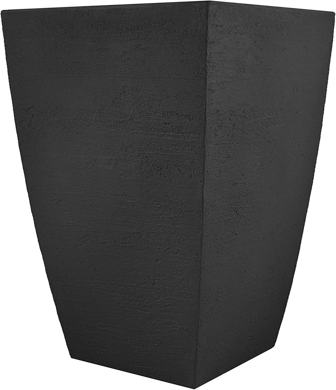 Tusco Products MSQT23BK Modern Square Garden Planter, 23-Inch, Black