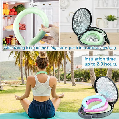 2PCS Neck CoolingTube with Insulated Bag, Reusable Ice Coolers Wearable Body CoolingProducts, Neck Coolers for HotWeather (Green*2)