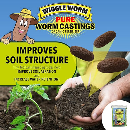 Combo Package - 15lbs Pure Earthworm Castings Organic Fertilizer and 80lbs Worm Egg Material Raised Bed Mix Plus for Indoor/Outdoor Gardening