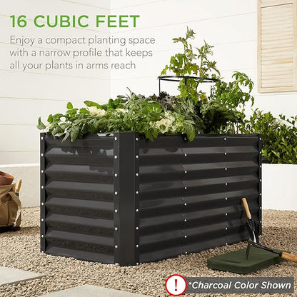 Best Choice Products 4x2x2ft Outdoor Metal Raised Garden Bed, Deep Root Box Planter for Vegetables, Flowers, Herbs, 119 Gallon Capacity, 100% Non Toxic Materials - Galvanized
