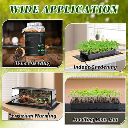 6 PCS Durable Seedling Heat Mat for Plants - 10'' x 20.5'' Bulk Seed Starting Heating Mat for Indoor Grarden Greenhouse, Waterproof Warm Hydroponic Seed Mat for Plant Germination Growth