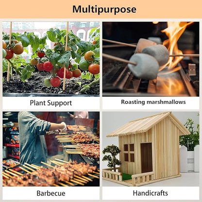 125Pcs 2.5ft/30in Bamboo Plant Stakes, Garden Stakes, Bamboo Stakes for Tomato, Beans, Potted Plants, Smores Sticks for Fire Pit, Natural Support for Gardening, BBQ, Camping, Home Cooking