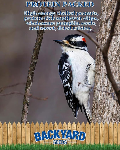CountryMax Backyard Seeds Woodpecker No-Waste Bird Seed Mix 40lbs - Premium Shelled Peanuts & Sunflower Chips, Medium Bag of Wild Bird Food