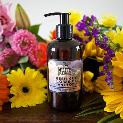 Fresh Cut Flower Food for Longer Lasting Blooms | Gentle Plant Food Concentrate (Two - 8 oz. Bottles)