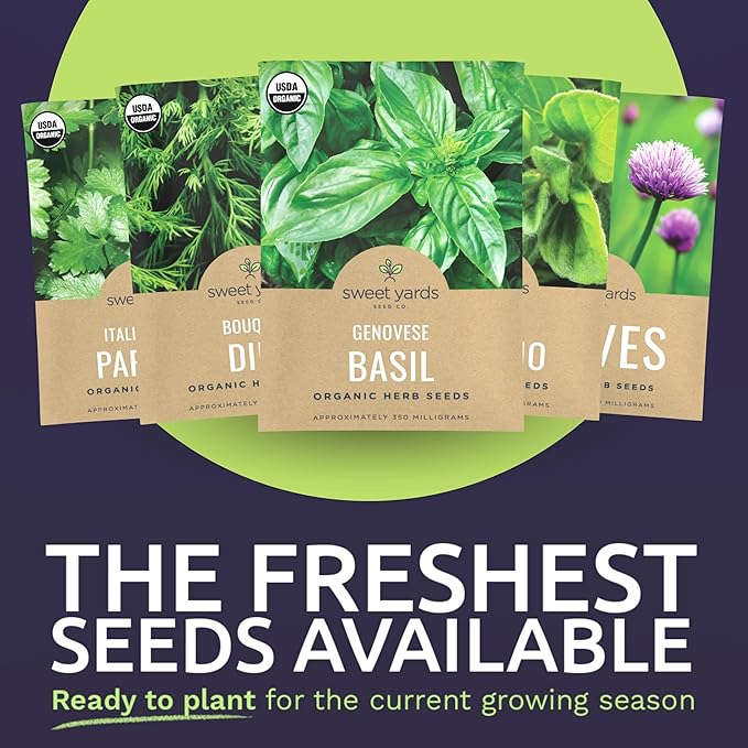 Organic Herb Seeds Variety Pack - 10 Individual Packs - 2026 Season - Basil, Cilantro, Dill, Thyme, Parsley and More! for Indoor & Outdoor Planting (Non-GMO, Certified Organic)