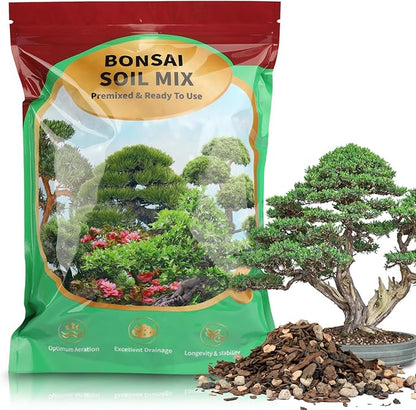 Bonsai Soil Mix 4qt, Potting Soil Mix Ready to Use for Bonsai Tree and Indoor Plants, Composed of Akadama, Lava Rock, Prumice, Bark