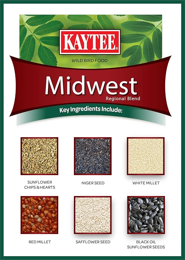 Kaytee Midwestern Regional Seed Blend for Cardinals, Finches, Chickadees, Woodpeckers and Other Outside Wild Birds, 14 Pound Box
