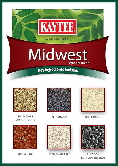 Kaytee Midwestern Regional Seed Blend for Cardinals, Finches, Chickadees, Woodpeckers and Other Outside Wild Birds, 14 Pound Box
