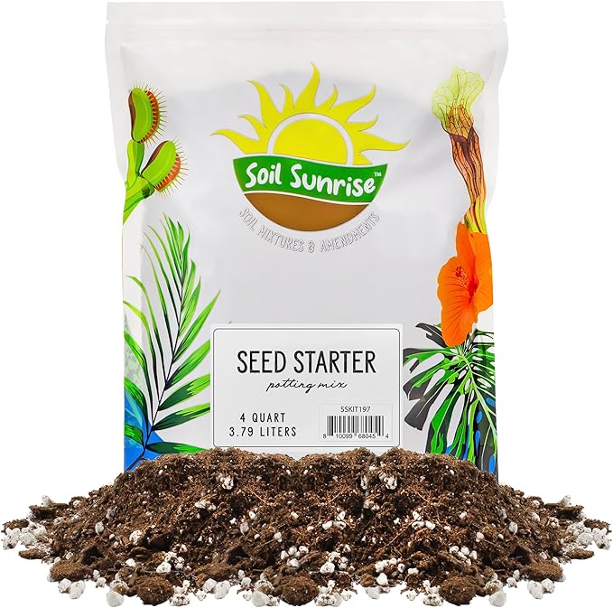 Soil Sunrise All Natural Seed Starting Mix (4 Quarts) Expert Grade Seed Starter Potting Mix, Start Herbs, Vegetables, and Other Grass