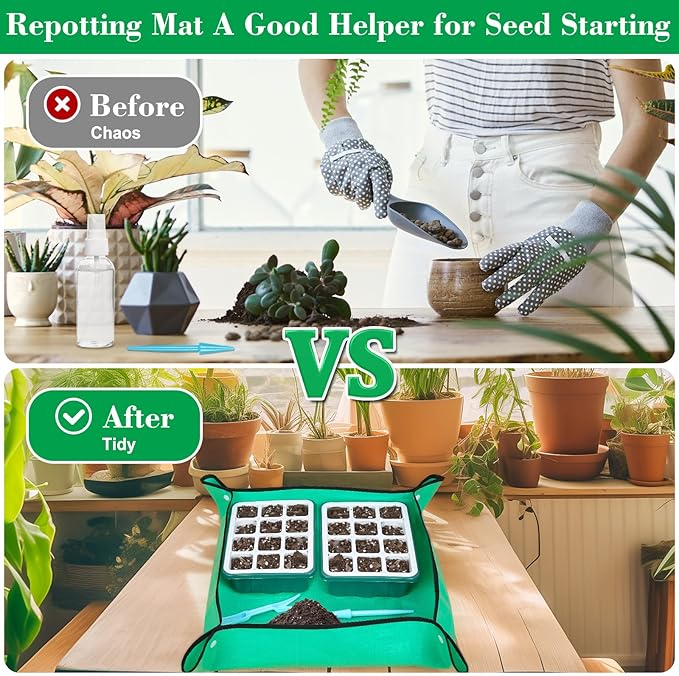 Reusable Silicone Seed Starter Tray, 60 Cells Seed Starter Kit with Humidity Adjustable Dome and Lid, Plant Germination Trays with Repotting Mat 5 Packs Germination Kit for Seeds Grow Starting