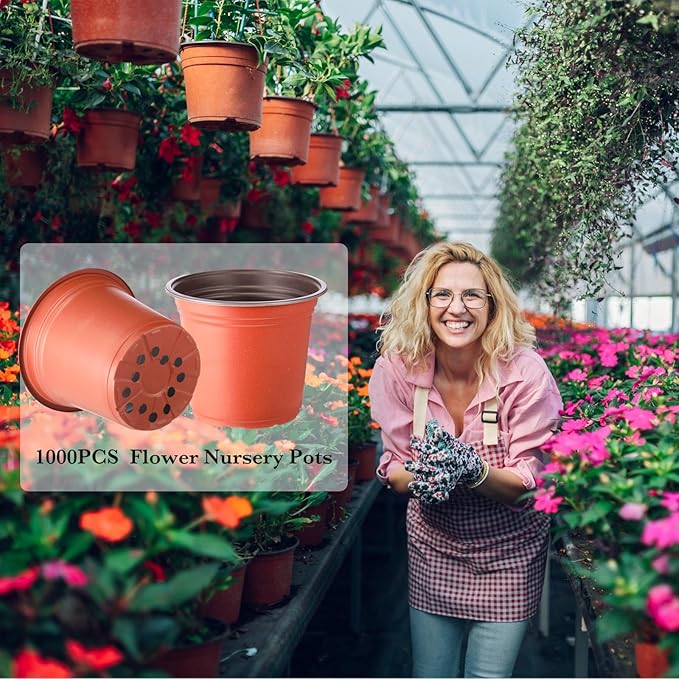 Hushee 1500 Pcs Plastic Plants Nursery Pots - Seed Starting and Seedling Planters With Drainage Holes for Indoor Outdoor Flower Transplanting