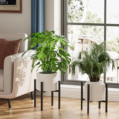Urban Deco Adjustable Metal Plant Stand Outdoor & Indoor Planter With Stand Fits for 8-14 Inch Plant Holder Mid Century Modern Flower Stand Corner Outdoor Plant Stands for Patio (8-14inch 2PK)