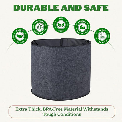 Epic Gardening 5 Pack 15 Gallon Grow Bags with Handles (Lined) - Heavy Duty Fabric Pots for Vegetables, Herbs & Flowers - Breathable Cloth Planters for Indoor & Outdoor Gardening, Moisture Retaining