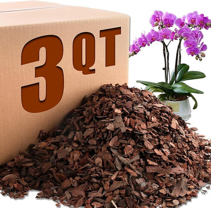 AVALUTION Orchid Potting Bark-3QT Organic Orchid Bark for Plants, All Natural Pine Bark Wood Chips Orchid Bark Potting Mix for Houseplant Mulch, Help Orchid Plants Root Health Development
