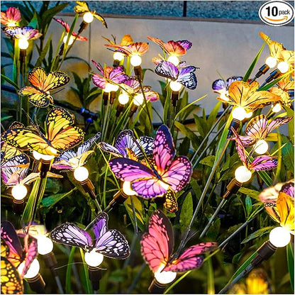 TONULAX Solar Garden Lights - Swaying Butterfly Light, Swaying in The Wind, Solar Outdoor Lights, Yard Patio Pathway Decoration, High Flexibility Iron Wire & Realistic Butterflies(10 Pack)