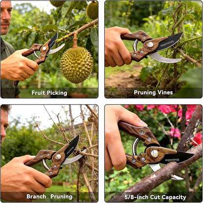 Bypass Pruning Shears with 5/8-Inch Cut Capacity, Sharp SK5 Blade Garden Pruners for Flowers, Shrubs & Branches