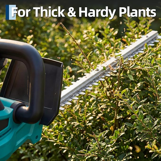 Garvee 22.4'' Hedge Trimmer Cordless, Shrub Trimmer Electric Handheld Bush Clipper 3000RPM, Brushless Motor Double-Sided Dual Action Blades, 2/3'' Blade Gap, 2 * 2.0Batteries & Charger