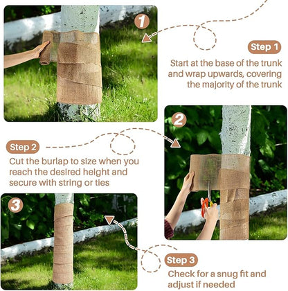 2 Rolls Burlap Roll - Burlap Tree Wraps To Protect Bark 7.8" X 118" Sackcloth Fabric Wrap Burlap Plant Covers Freeze Protection Tree Covers For Winter Garden Plants Tree Trunk Protector Jute Keep Warm