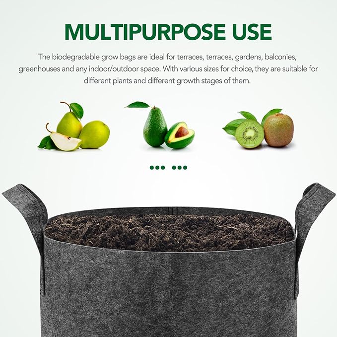 Delxo 12-Pack 15 Gallon Heavy Duty Aeration Fabric Pots Thickened Nonwoven Plant Grow Bags Grey