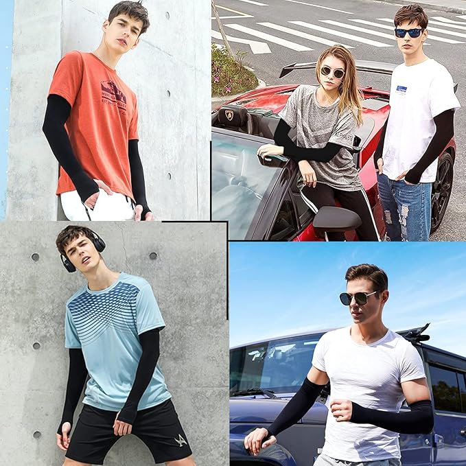 beister 3/6 Pairs UV Cooling Arm Sleeves Sun Protection Unisex for Sports, Cycling, Golf, Running