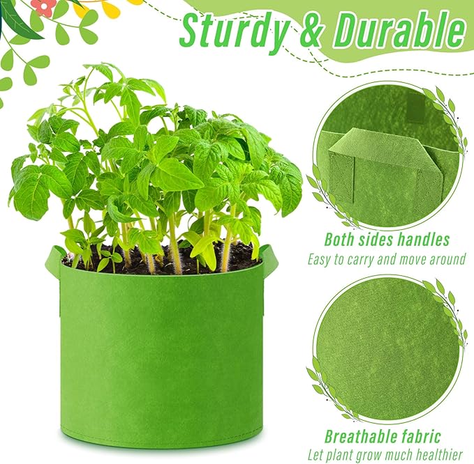 24 Pcs Multicolor Plant Grow Bags Large Grow Bags Fabric Planter Thickened Non Woven Fabric Pots with Handles for Indoor Outdoor Garden Planting Seeds Flower, 6 Colors (5 Gallon)