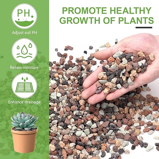 2.5lbs Mix Horticultural Lava Rocks for Plants, 1/5 Inch Potting Soil Amendment for Succulents, Cacti, Bonsai, Decorative Gravel Plant Drainage Volcanic for Terrarium, Top Dressing